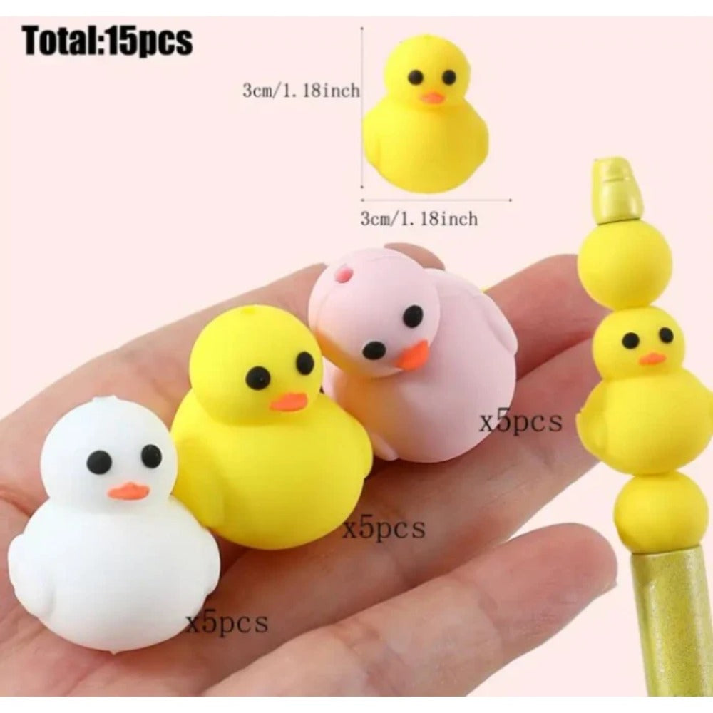 Wholesale 10pcs Cartoon 3D Cute chick duckling Silicone Beads